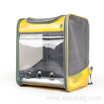 Laser Leather Foldable Pet Breathable Travel Backpack